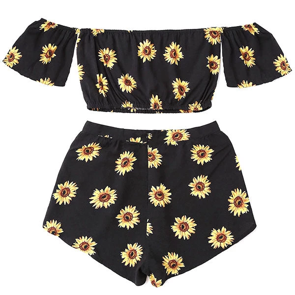 Boogzel Apparel Sunflower Top & Shorts Set 1 Boogzel Apparel Sunflower Top & Shorts Set