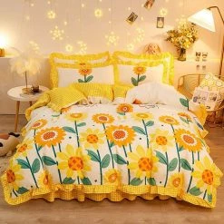 Boogzel Apparel Sunflowers Aesthetic Bedding Set
