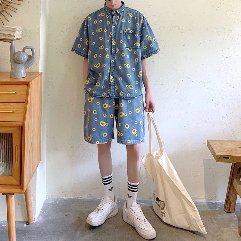 Boogzel Apparel COTTAGECORE / ARTSY Sunflowers Denim Shirt 2 Boogzel Apparel COTTAGECORE / ARTSY Sunflowers Denim Shirt