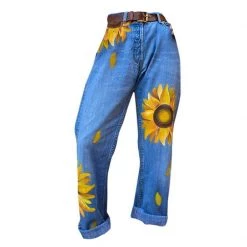 Boogzel Apparel Sunflowers Mom Jeans COTTAGECORE / ARTSY