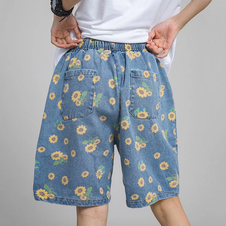Boogzel Apparel Sunflowers Denim Shorts COTTAGECORE / ARTSY 4 Boogzel Apparel Sunflowers Denim Shorts COTTAGECORE / ARTSY