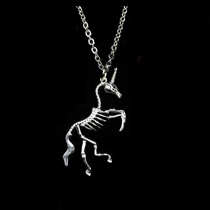 Boogzel Apparel Unicorn Skeleton Pendant Necklace 3 Boogzel Apparel Unicorn Skeleton Pendant Necklace