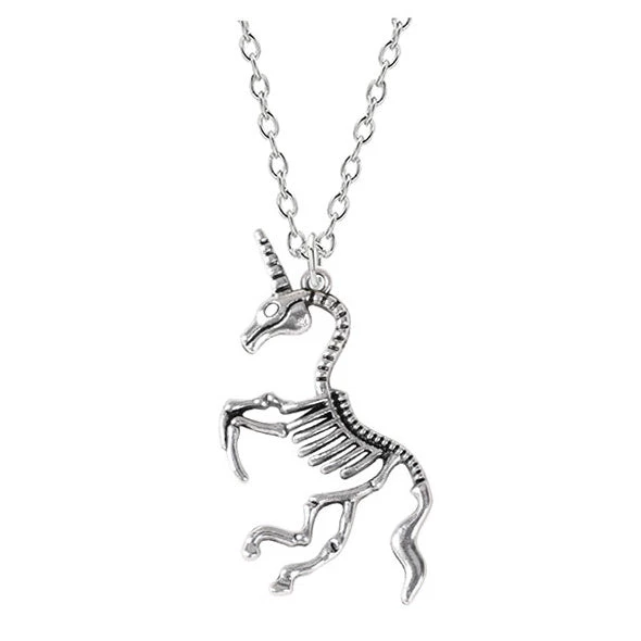 Boogzel Apparel Unicorn Skeleton Pendant Necklace 1 Boogzel Apparel Unicorn Skeleton Pendant Necklace