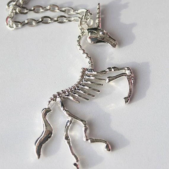 Boogzel Apparel Unicorn Skeleton Pendant Necklace 4 Boogzel Apparel Unicorn Skeleton Pendant Necklace