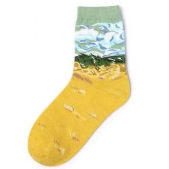 Boogzel Apparel 2.0 Wheat Field With Cypresses Socks COTTAGECORE / ARTSY