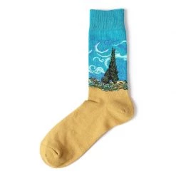 Boogzel Apparel Wheat Field With Cypresses Socks COTTAGECORE / ARTSY