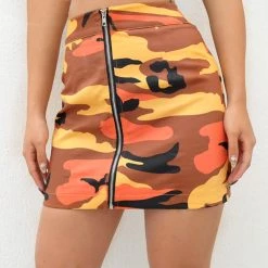 Boogzel Apparel Zip-Front Camo Skirt Clothing