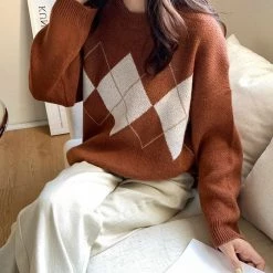 Boogzel Apparel 80's Grandma Argyle Sweater