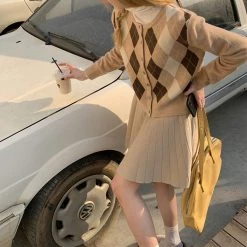 Boogzel Apparel Skippin' School Argyle Cardigan PREPPY CLOTHES