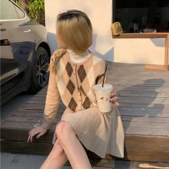 Boogzel Apparel Skippin' School Argyle Cardigan PREPPY CLOTHES