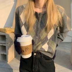 Boogzel Apparel Skippin' School Argyle Cardigan PREPPY CLOTHES