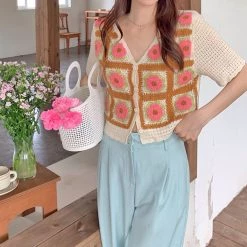 Boogzel Apparel Flower Garden Crochet Top COTTAGECORE / ARTSY