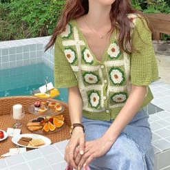 Boogzel Apparel Flower Garden Crochet Top COTTAGECORE / ARTSY