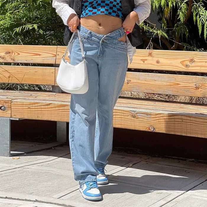 Boogzel Apparel High Waist Cutout Jeans 2 Boogzel Apparel High Waist Cutout Jeans