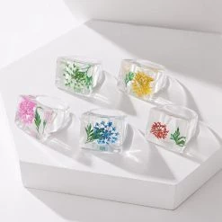 Boogzel Apparel COTTAGECORE / ARTSY Botanical Garden Resin Ring