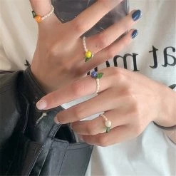 Boogzel Apparel Y2K Fruit Pearl Ring