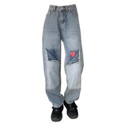 Boogzel Apparel Early 2000s Pixel Heart Wide Jeans