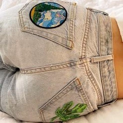 Boogzel Apparel Aesthetic Patched Mom Jeans