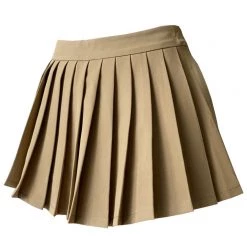 Boogzel Apparel PREPPY CLOTHES Coffee Cream Pleated Skirt
