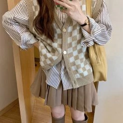 Boogzel Apparel Checker Button Up Sweater Vest