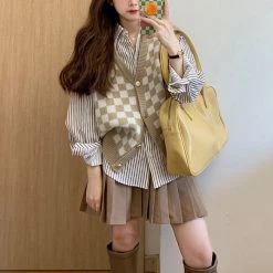 Boogzel Apparel Checker Button Up Sweater Vest