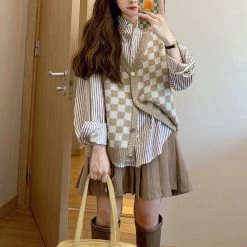 Boogzel Apparel Checker Button Up Sweater Vest