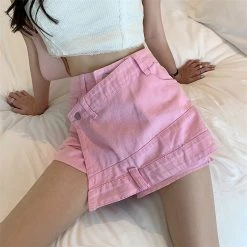 Boogzel Apparel SOFT GIRL OUTFITS Danish Pastel Pink Heart Shorts