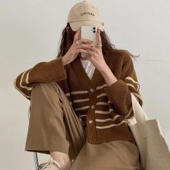 Boogzel Apparel Self Made Striped Cardigan