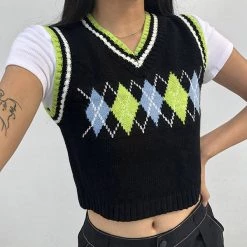 Boogzel Apparel Gimme Sugar Argyle Vest