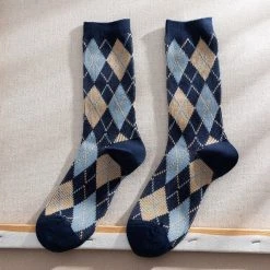 Boogzel Apparel GRANDMA AESTHETIC Cozy Days Argyle Socks