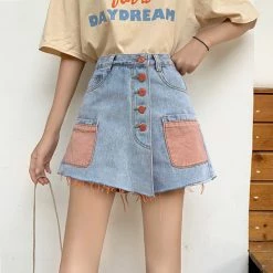 Boogzel Apparel Artsy Denim Skirt AESTHETIC CLOTHES