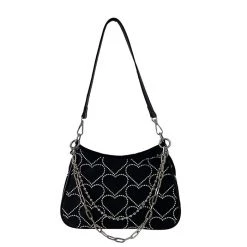 Boogzel Apparel Heart Print Chain Bag GRUNGE CLOTHES