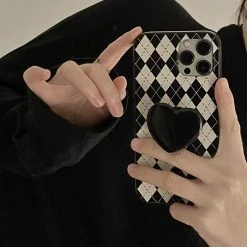 Boogzel Apparel Black Heart Argyle IPhone Case