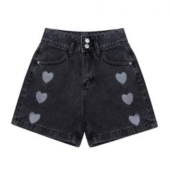 Boogzel Apparel Black Hearts Shorts GRUNGE CLOTHES