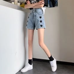 Boogzel Apparel Black Hearts Shorts GRUNGE CLOTHES