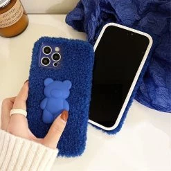 Boogzel Apparel IPHONE CASES Blue Bear Fuzzy IPhone Case