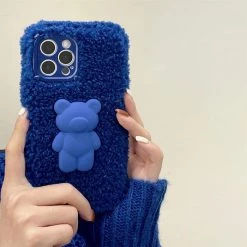 Boogzel Apparel IPHONE CASES Blue Bear Fuzzy IPhone Case