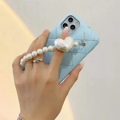 Boogzel Apparel Baby Blue Pearl Chain IPhone Case