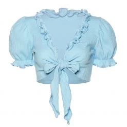 Boogzel Apparel Baby Blue Knot Tie Crop Top SOFT GIRL OUTFITS