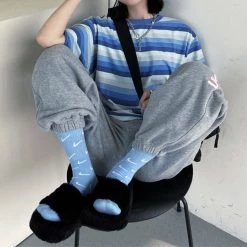 Boogzel Apparel Run Your Game Striped T-Shirt GRUNGE CLOTHES