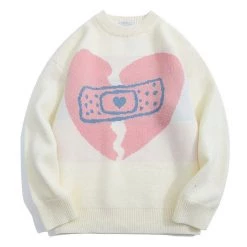 Boogzel Apparel SOFT GIRL OUTFITS Broken Heart Sweater