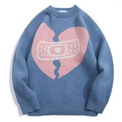 Boogzel Apparel SOFT GIRL OUTFITS Broken Heart Sweater