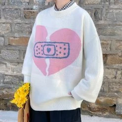 Boogzel Apparel SOFT GIRL OUTFITS Broken Heart Sweater