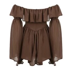 Boogzel Apparel FAIRYCORE Mocha Brown Mini Dress