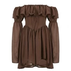 Boogzel Apparel FAIRYCORE Mocha Brown Mini Dress