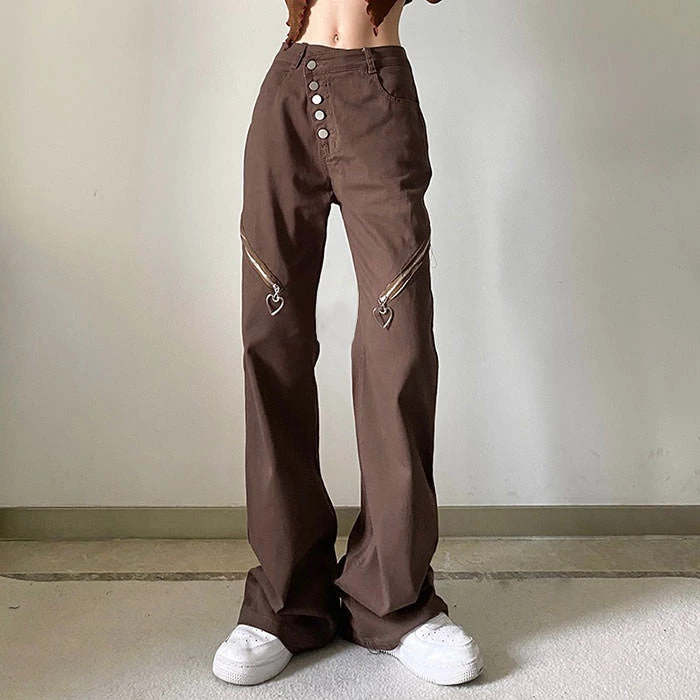 Boogzel Apparel Brown Aesthetic Heart Jeans 2 Boogzel Apparel Brown Aesthetic Heart Jeans