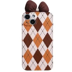 Boogzel Apparel Brown Bow Argyle IPhone Case