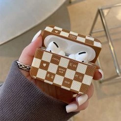 Boogzel Apparel Brown Chessboard Airpods Case IPHONE CASES