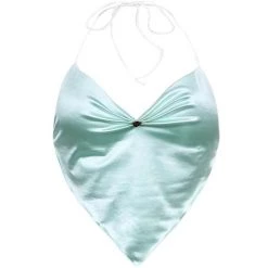 Boogzel Apparel Brown Satin Scarf Top Y2K OUTFITS