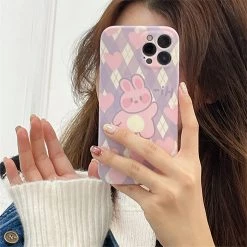 Boogzel Apparel Bunny Lilac Argyle IPhone Case